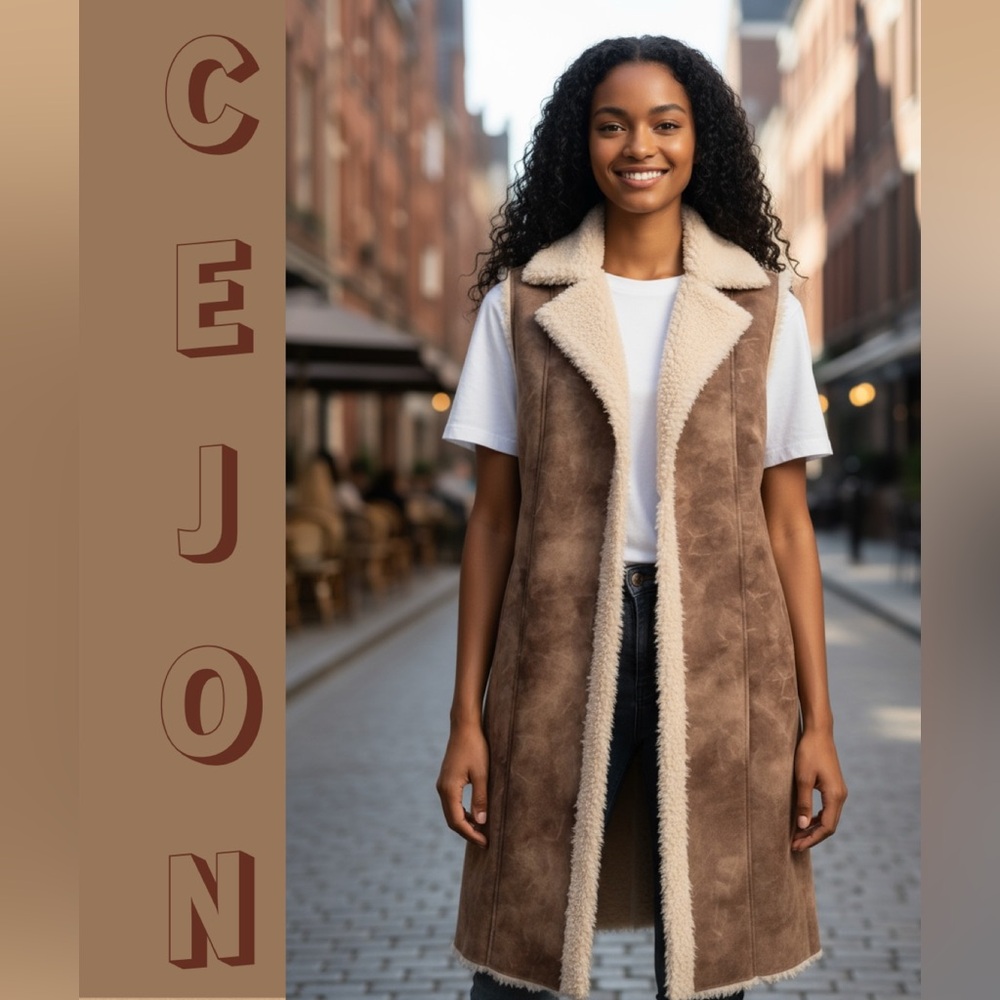 🎉🎉9/13/17🎉🎉CEJON Faux Shearling Vest ~ L